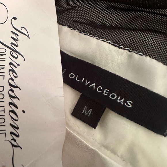 Olivaceous Ivory & Black Plunge Neck Sleeveless Dress Size M - Picture 6 of 8